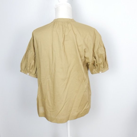 Everlane The Split Neck Puff Sleeve Air Shirt in Hazel Corporate Size 4 Small - Picture 9 of 14